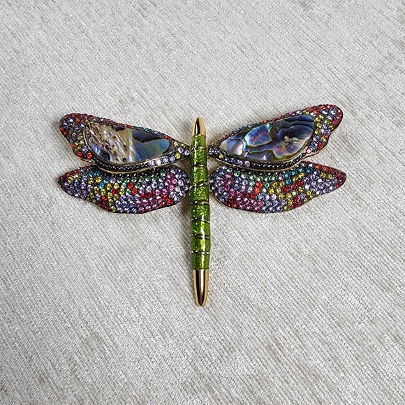 Joan Rivers Jewelry - Joan Rivers Big Statement Dragonfly Multicolor Abalone Rhinestone Brooch Pin
